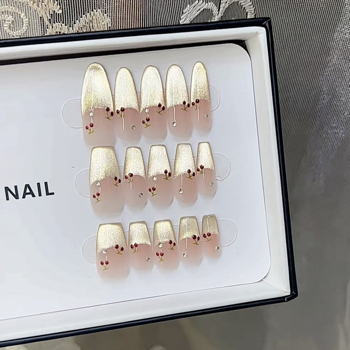 Artistic Floral-Decorated Press-On Nail Set Stornfield