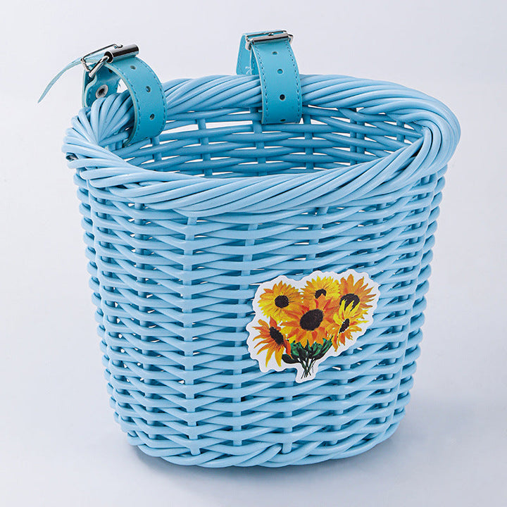 Woven Storage Basket with Adjustable Leather Straps Stornfield