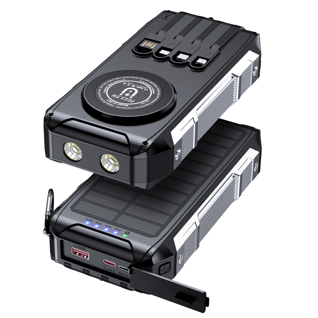 Multifunctional solar power bank with LED light and fast charging function Stornfield