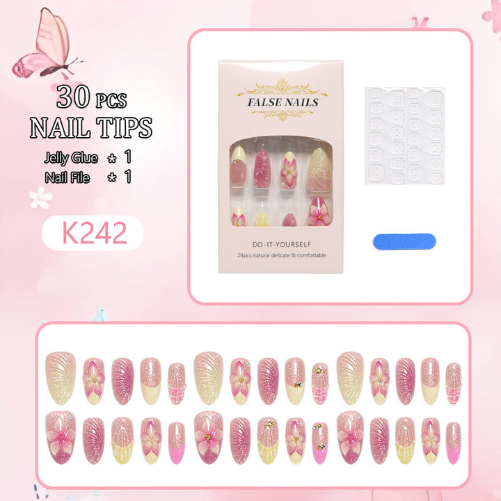 Artificial nail set with floral 3D decorations Stornfield