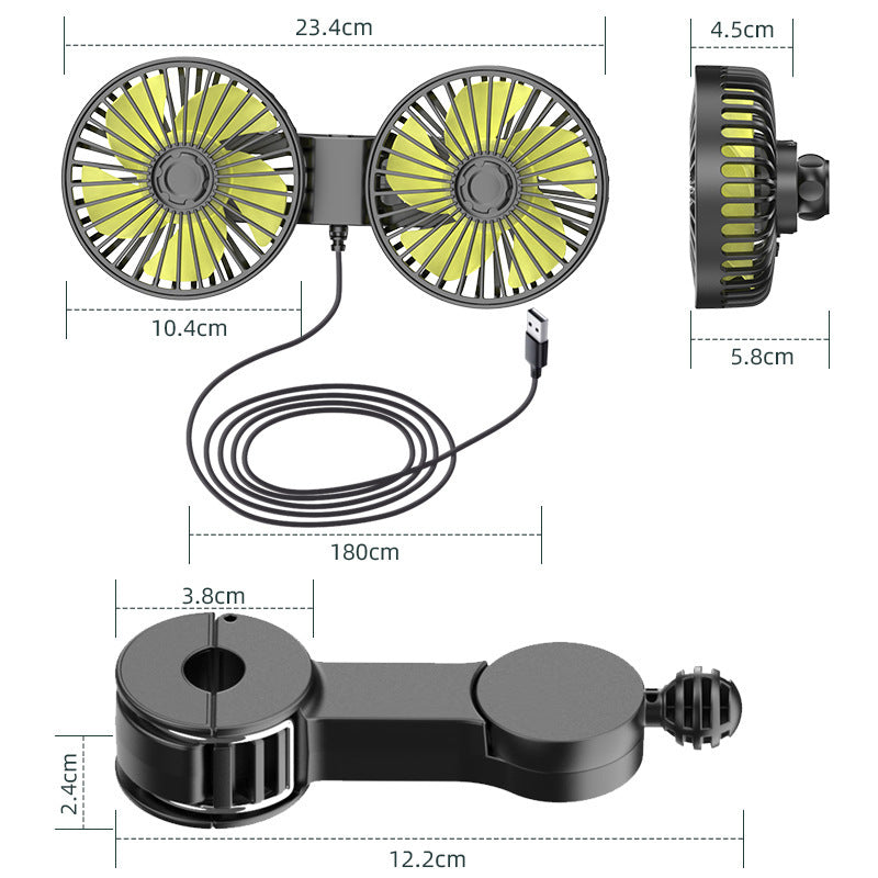 Unisex Dual-Head Portable USB Desktop Fan Stornfield