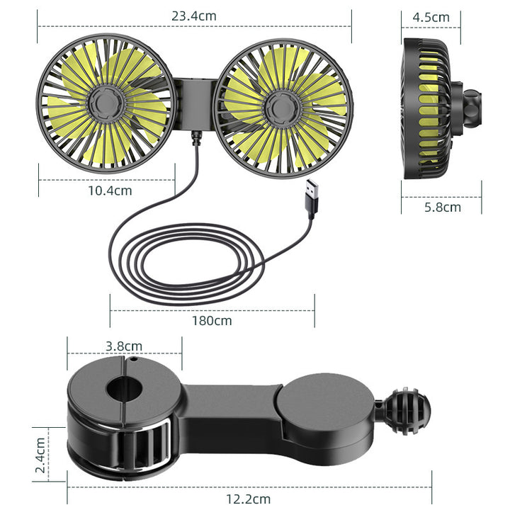 Unisex Dual-Head Portable USB Desktop Fan Stornfield