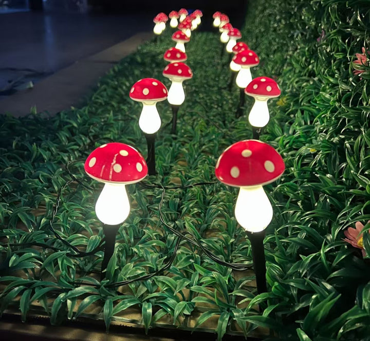 Whimsical Mushroom LED Stake String Lights For Garden Pathway With Weatherproof Design Stornfield