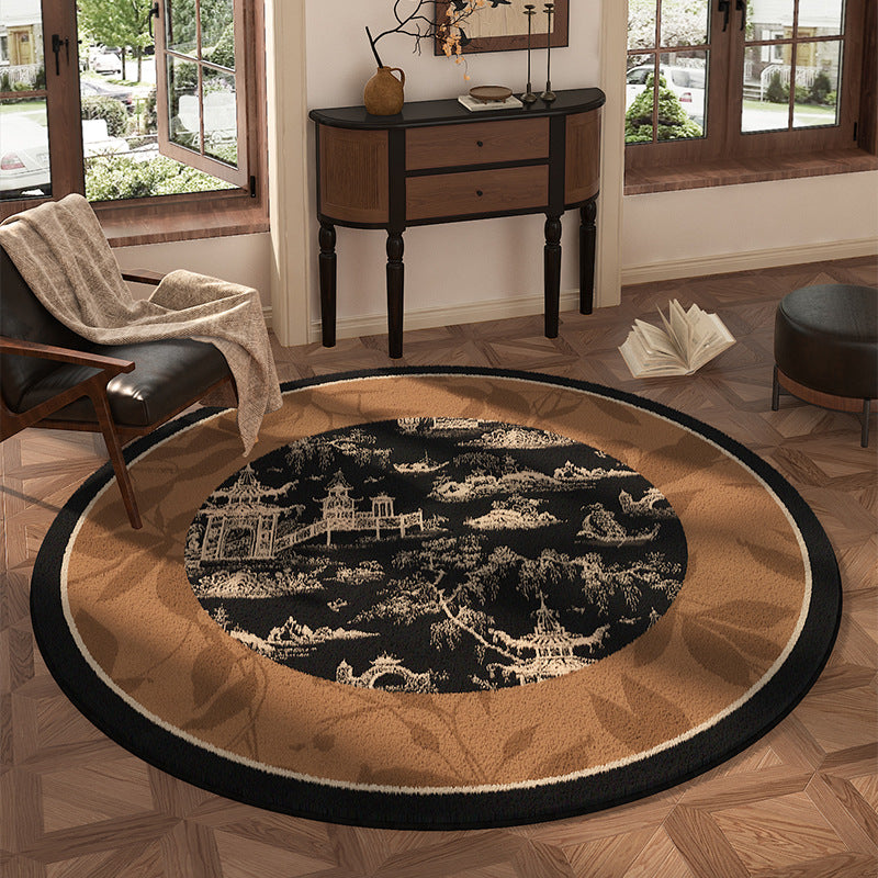 Round Floral Design Area Rug