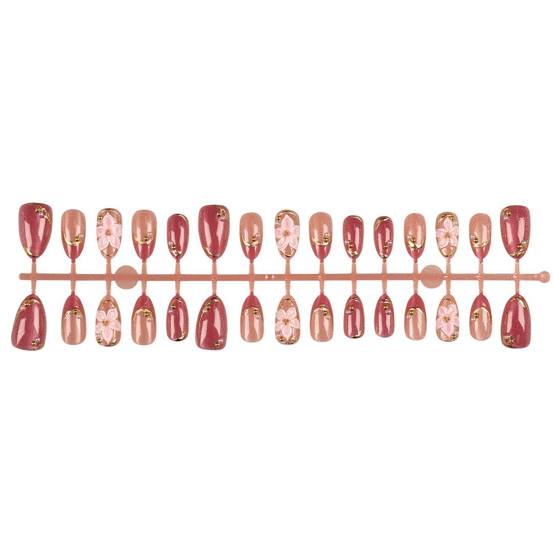 Elegant Floral Press-On Nails Set