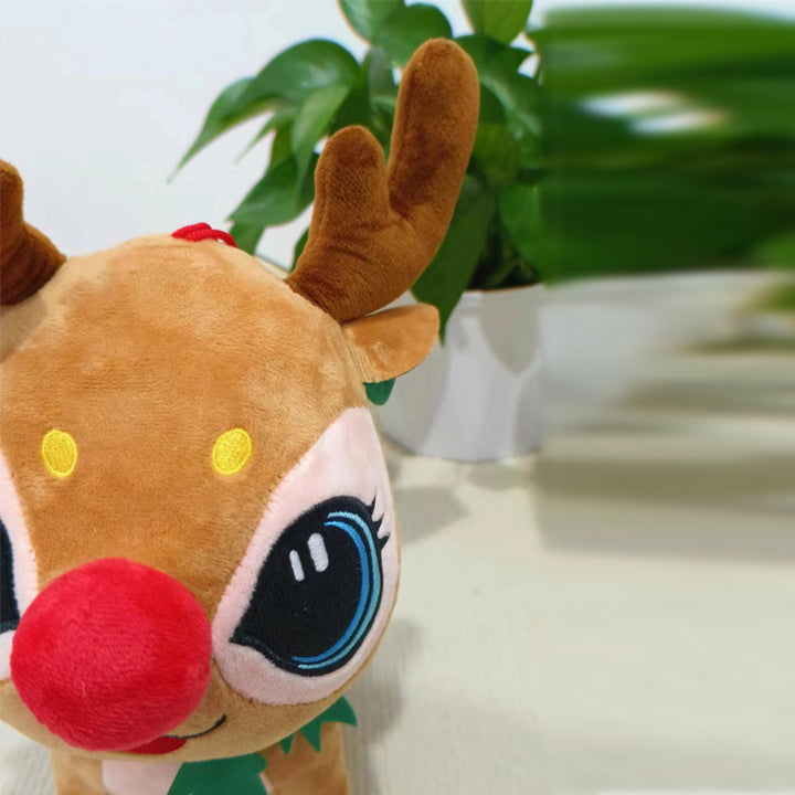 Plush reindeer with Christmas hat