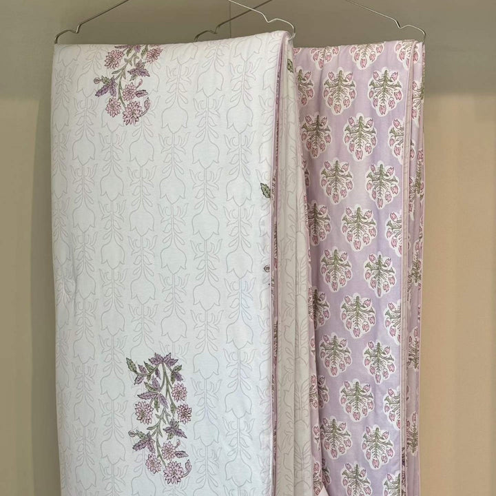 Botanical Reversible Cotton Sateen Duvet Cover Set with Matching Pillowcases
