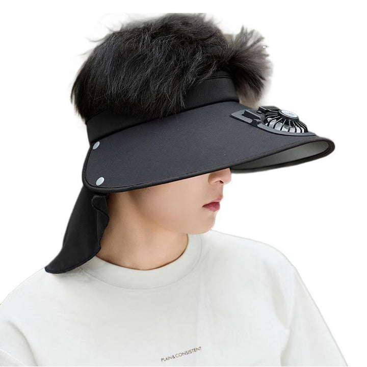 Large UV Protection Sun Visor with Removable Mini Fan and Folding Neck Protection Stornfield