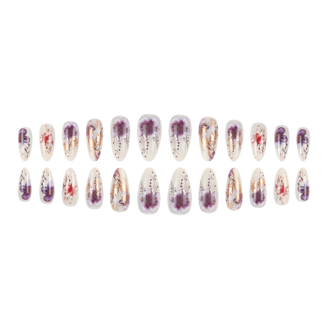 Floral-Design Elegant Stiletto Press-On Nails Stornfield