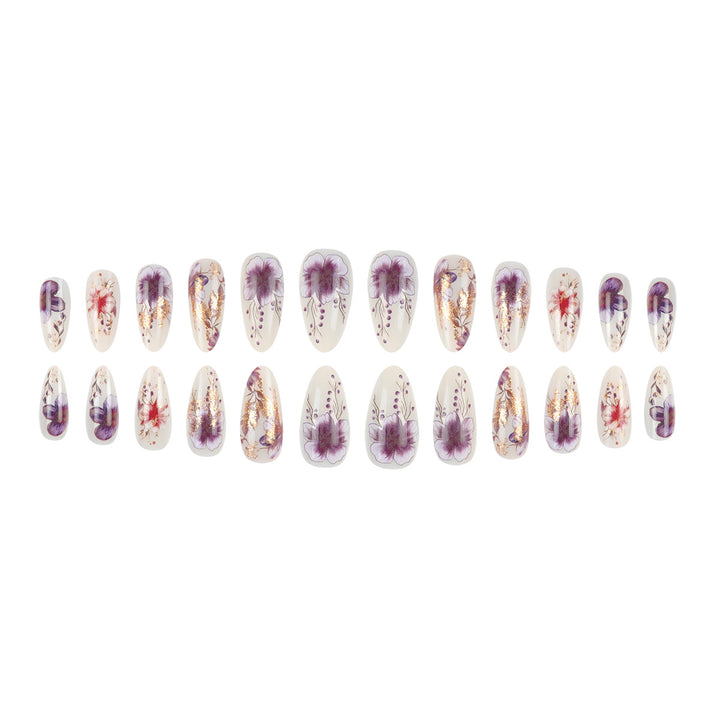 Floral-Design Elegant Stiletto Press-On Nails Stornfield