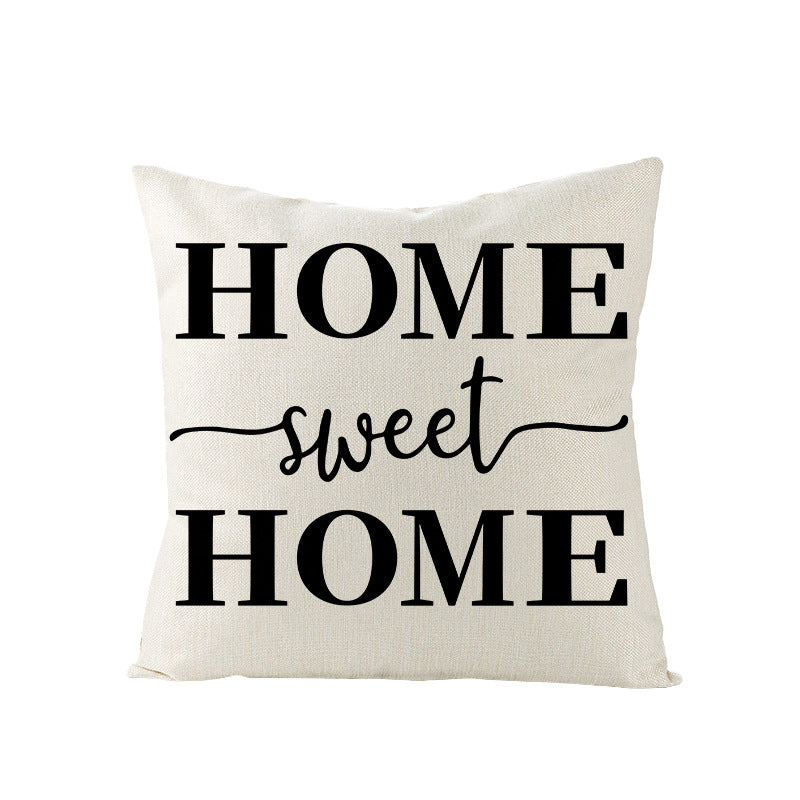 Decorative Linen-Texture Throw Pillow Cover with 'Home Is Where Mom Is' Printed Typography