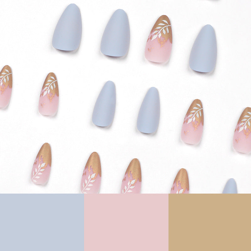 Artificial Stiletto Nails with Elegant Leaf Design Stornfield