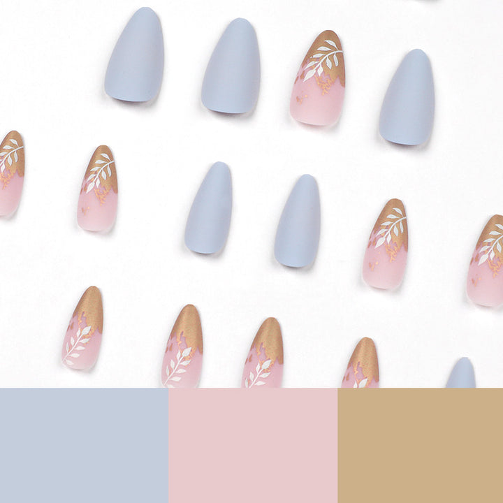 Artificial Stiletto Nails with Elegant Leaf Design Stornfield