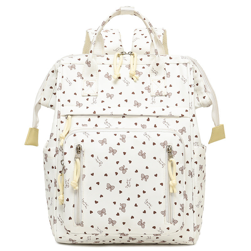 Stylish Heart-Printed Multi-Pocket Backpack Stornfield