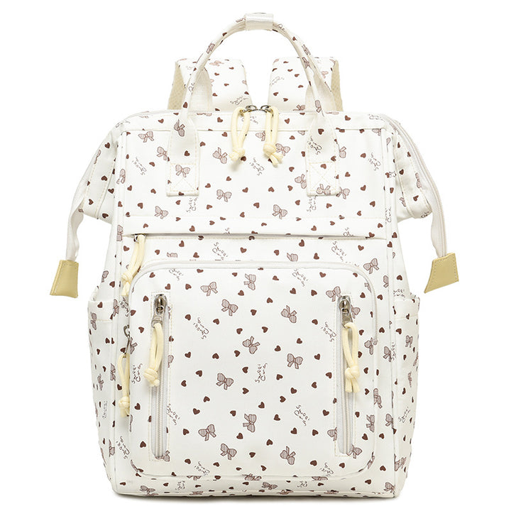 Stylish Heart-Printed Multi-Pocket Backpack Stornfield
