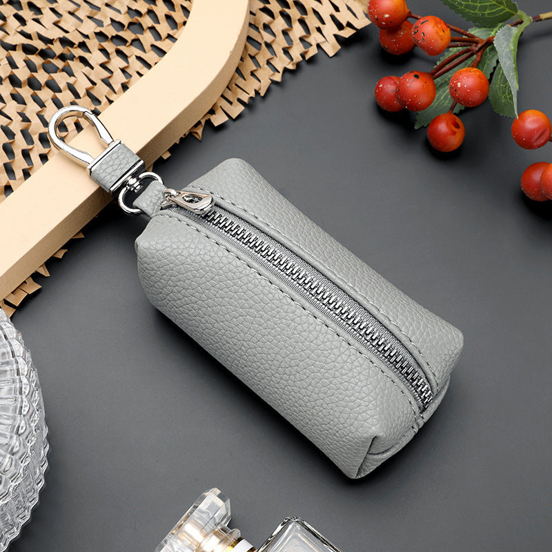 Textured Leather Zippered Pencil Case