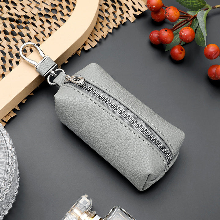 Textured Leather Zippered Pencil Case