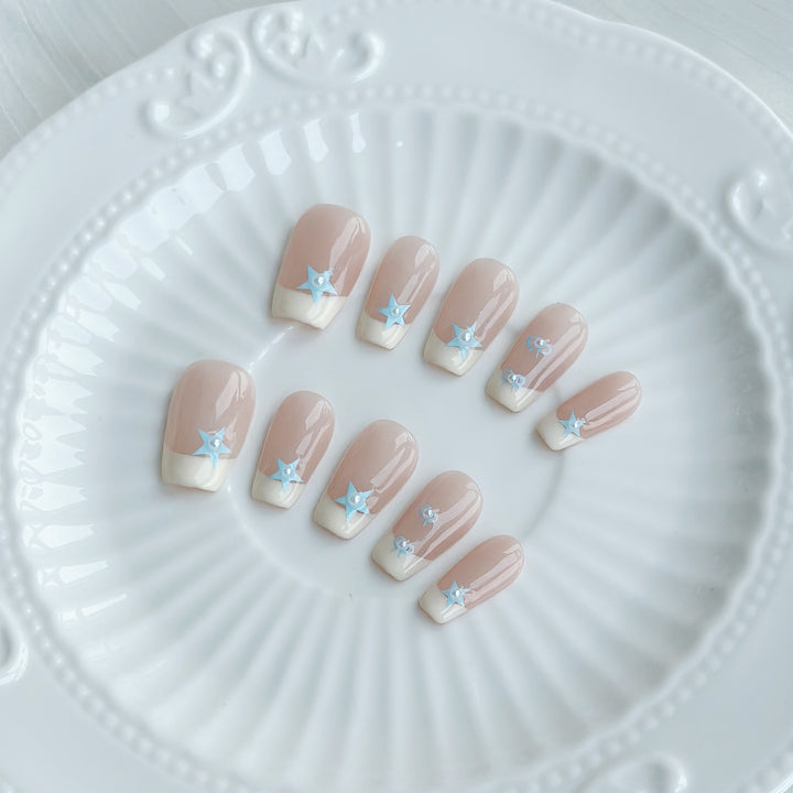 Nail Art Set with Star and Gem Accents