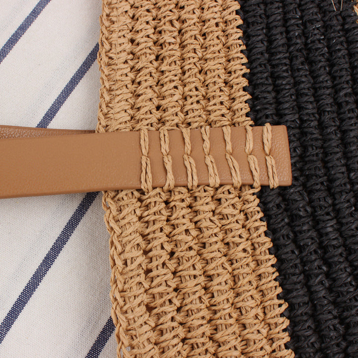 Braided shopping bag with elegant leather handles Stornfield