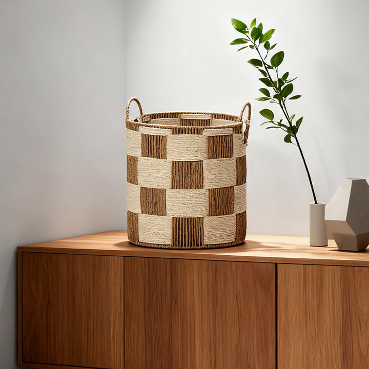 Handcrafted storage basket with carry handles Stornfield