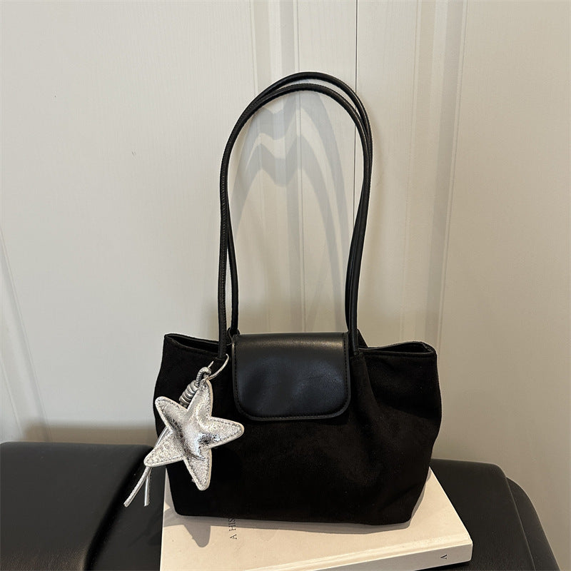Suede Handbag with Star Charm