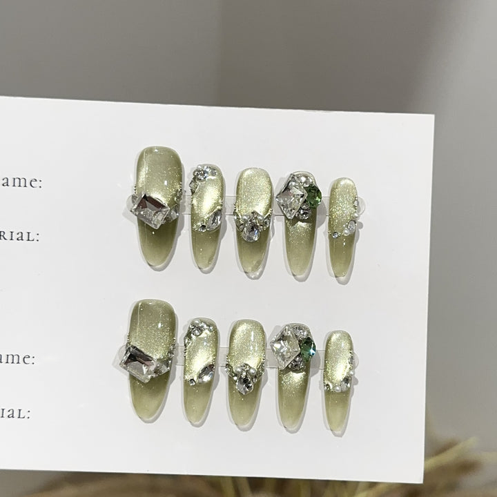 Glamorous Crystal-Accentuated Press-On Nail Set