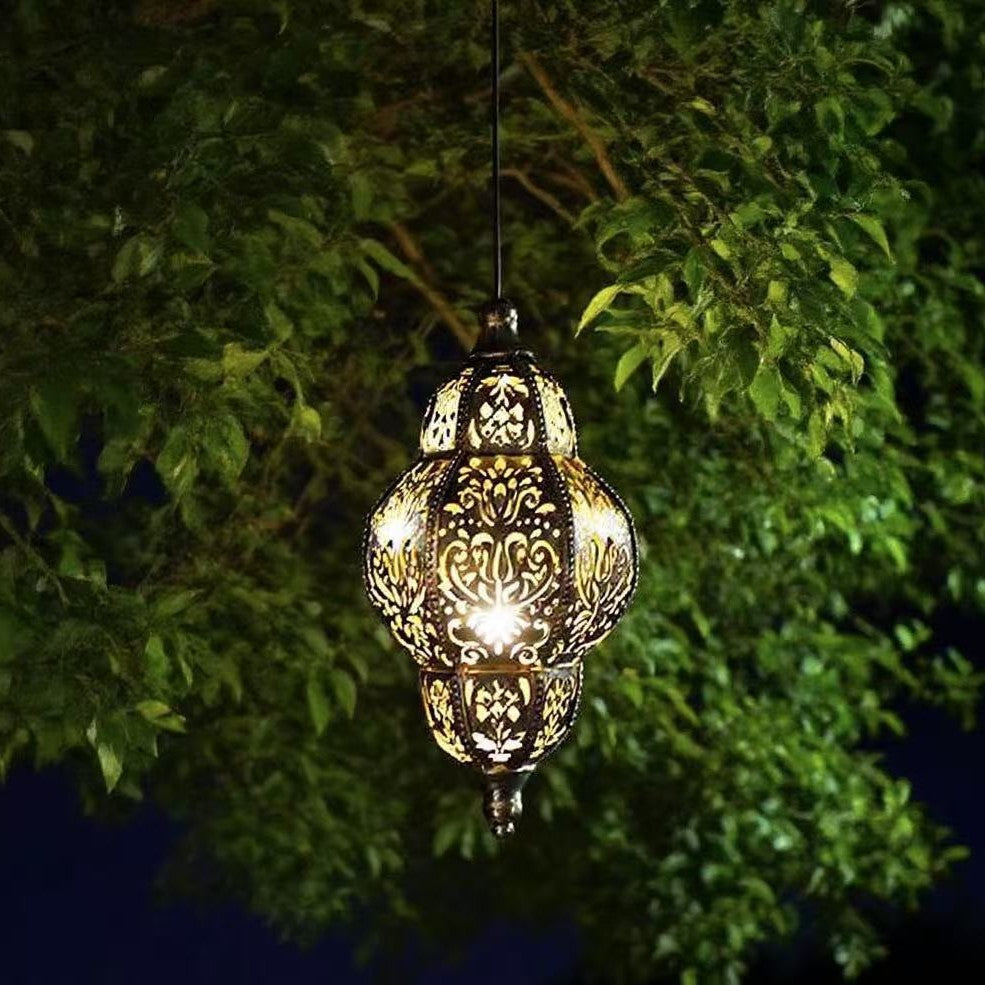 Ornate Filigree Hanging Projection Pendant Lamp With Adjustable Cord And LED-Compatible Socket Stornfield