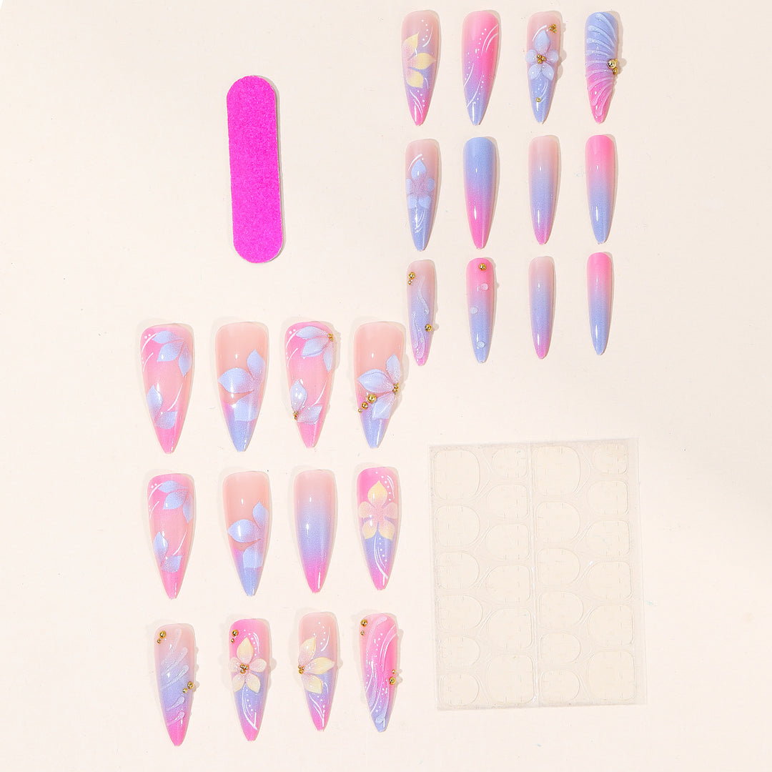 Luxury Floral 3D Stiletto Nail Art Extensions Stornfield