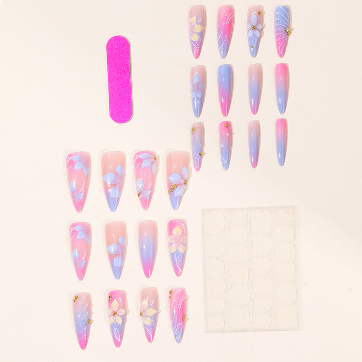 Luxury Floral 3D Stiletto Nail Art Extensions Stornfield