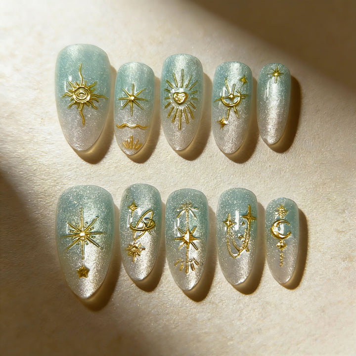 Celestial-Themed Press-On Nails