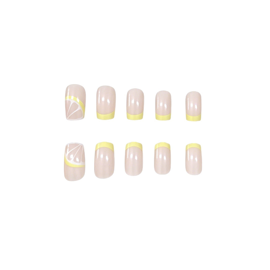 Elegant Lemon-Themed Acrylic Nail Art Enhancements Stornfield