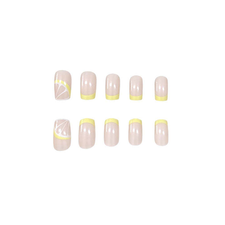 Elegant Lemon-Themed Acrylic Nail Art Enhancements Stornfield
