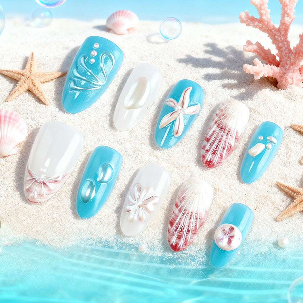 Ocean-Inspired Gel Nail Art Set Stornfield