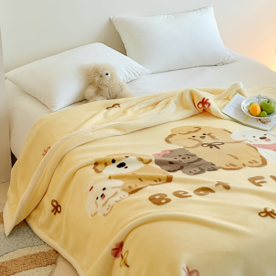 Plush Microfiber Cartoon Bear Fleece Throw Blanket