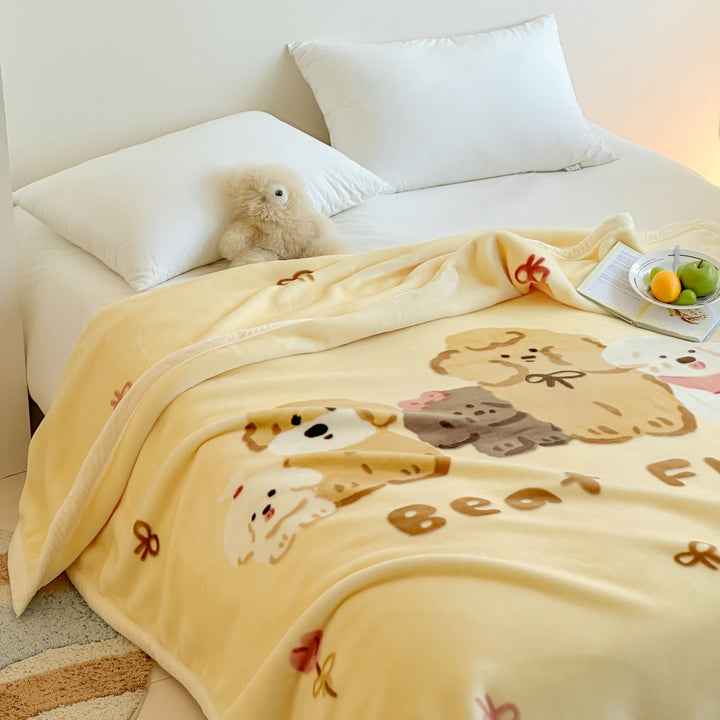Plush Microfiber Cartoon Bear Fleece Throw Blanket