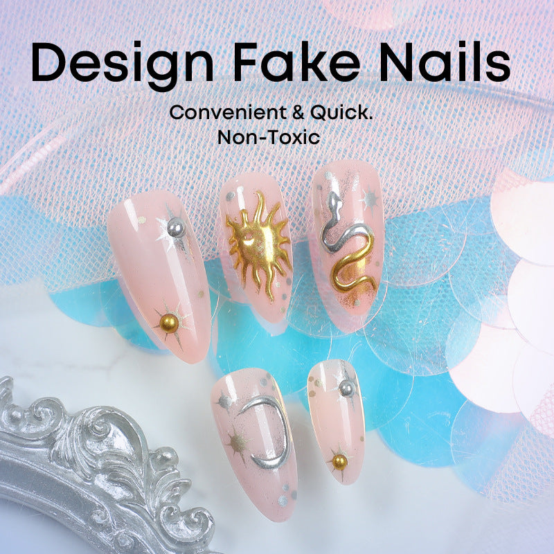 Artificial nail set with star and moon motifs Stornfield