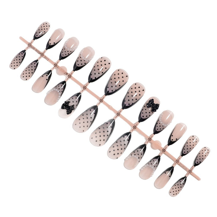 Elegant Polka Dot Press-On Nails with Bow Accents Stornfield