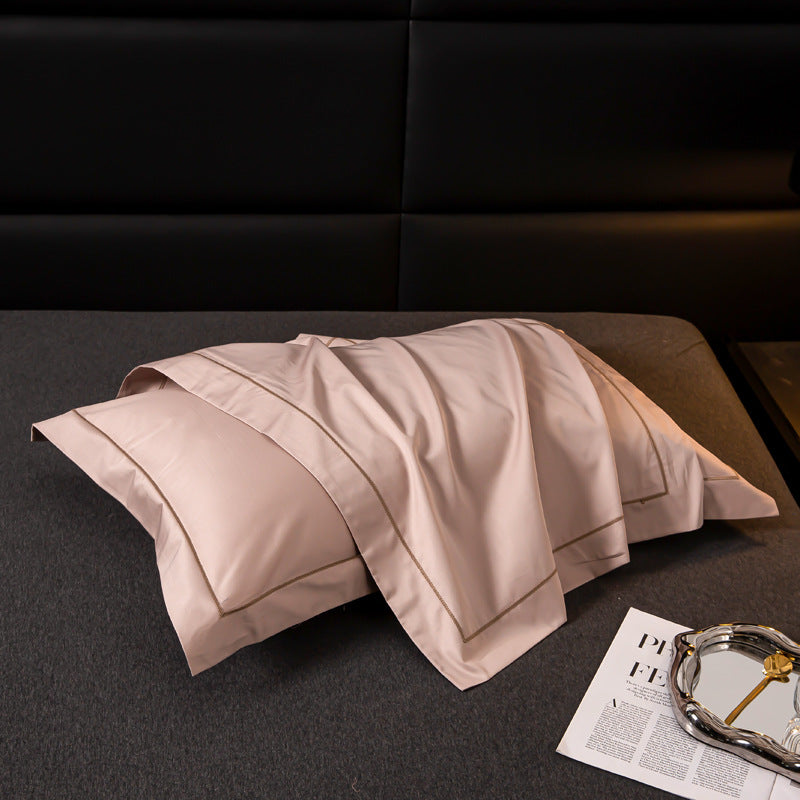 Luxurious satin cushion cover with decorative double piping
