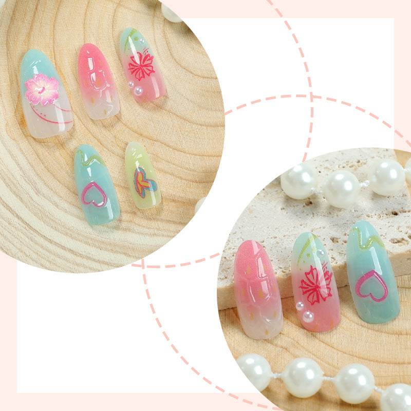 Creative Tropical-Inspired Press-On Nail Art Set Stornfield
