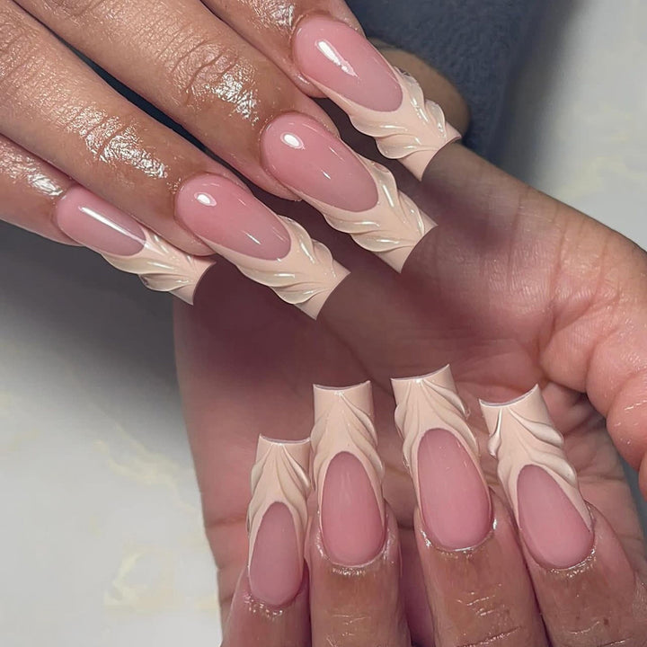 Artificial High-Quality Nail Extensions with Floral Design and Glossy Finish Stornfield