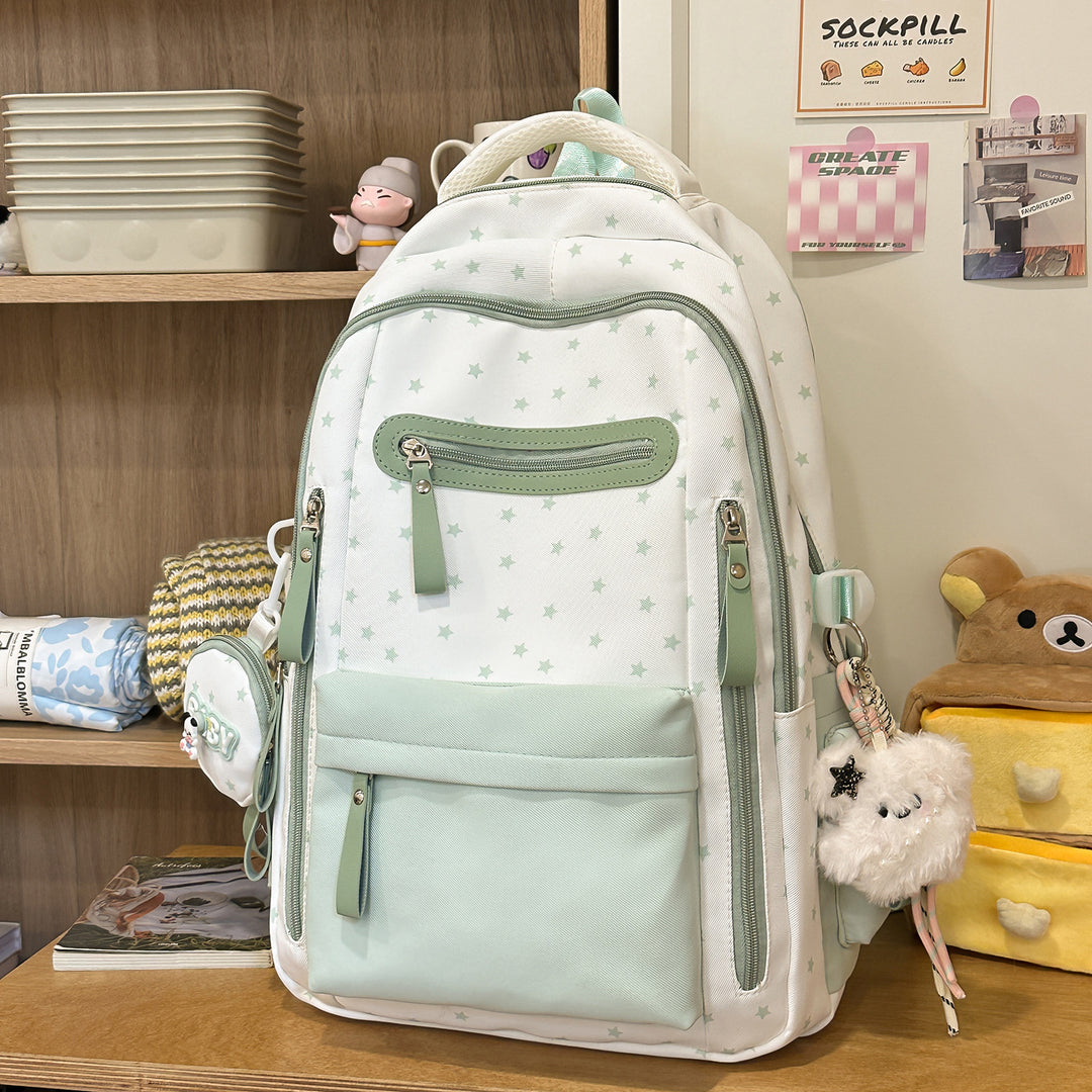 Backpack with Charming Star Applications and Practical Compartments Stornfield