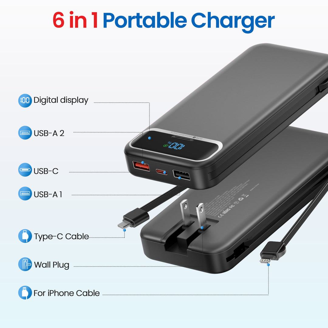 Powerbank with Integrated Charger and Lcd Display Stornfield