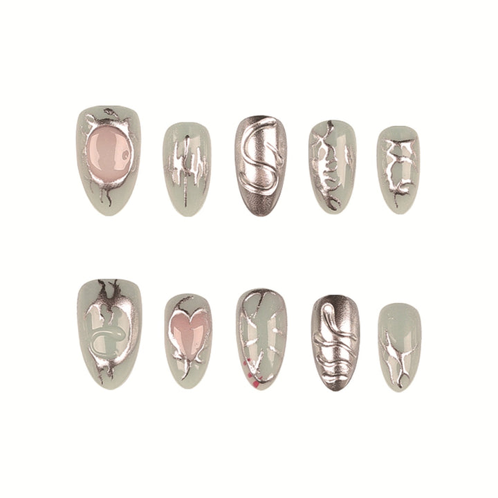 Artistic Metallic Press-On Nails