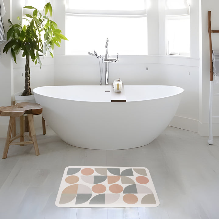 Stornfield Bath Mat Set made of soft microfiber with non-slip latex backing and delicate ornamental print