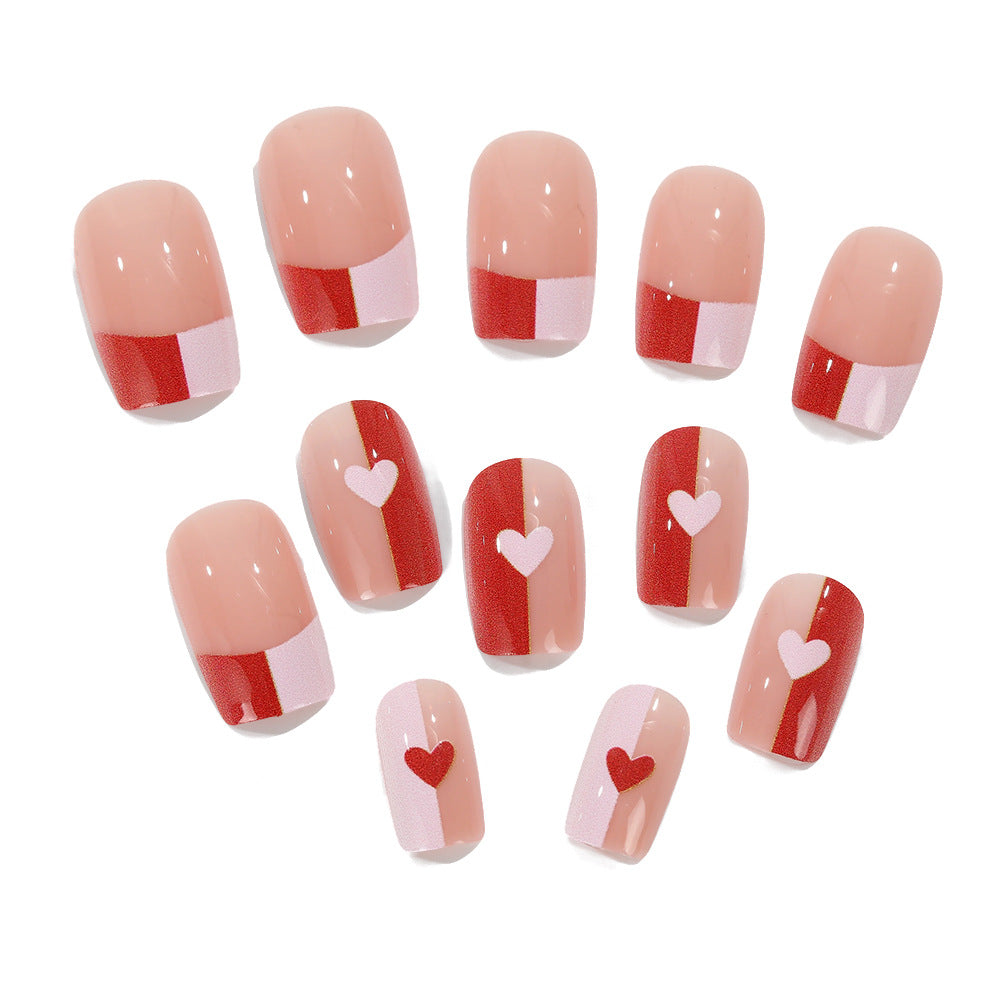 Artificial nails with romantic heart patterns Stornfield