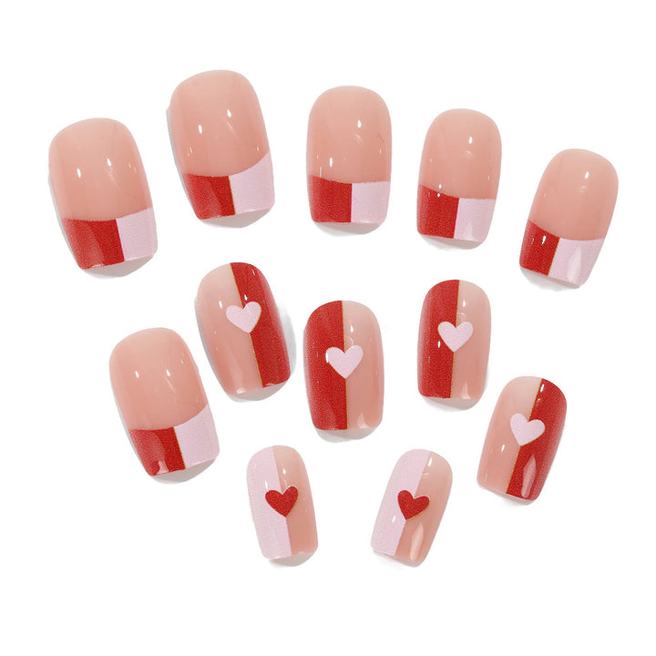 Artificial nails with romantic heart patterns Stornfield
