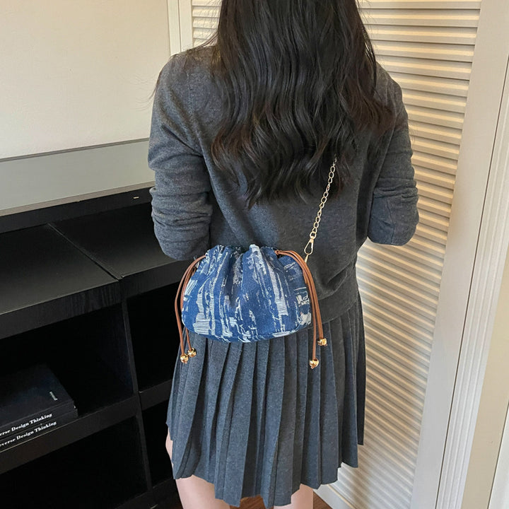 Artistic Textured Drawstring Handbag