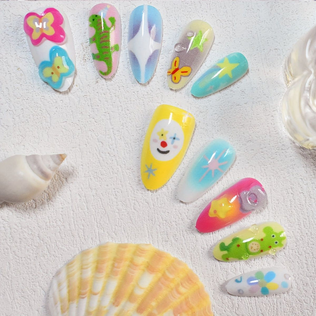 Playful Themed Press-On Nail Art Set Stornfield
