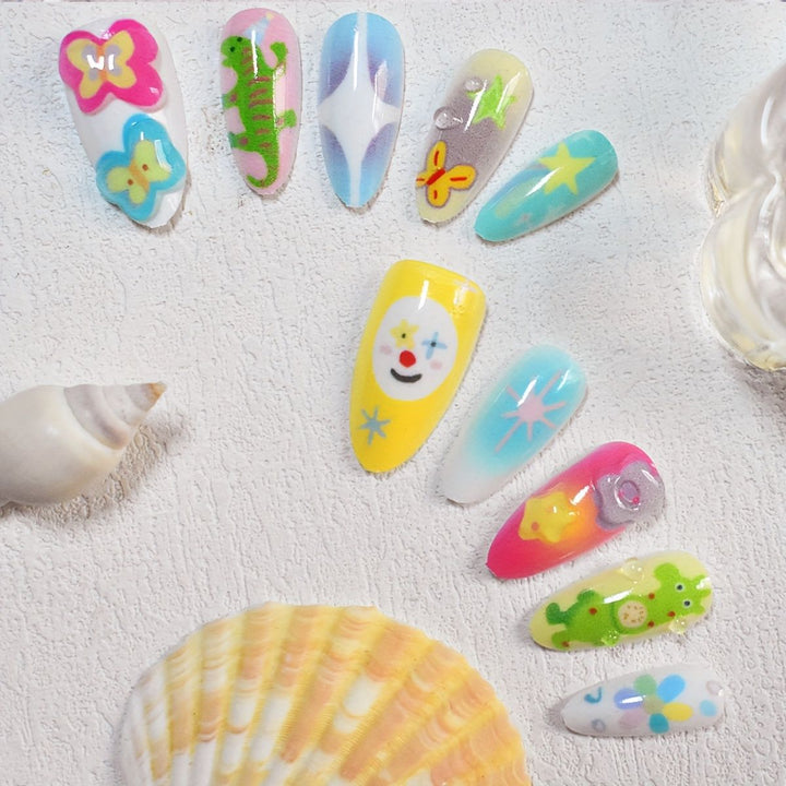 Playful Themed Press-On Nail Art Set Stornfield