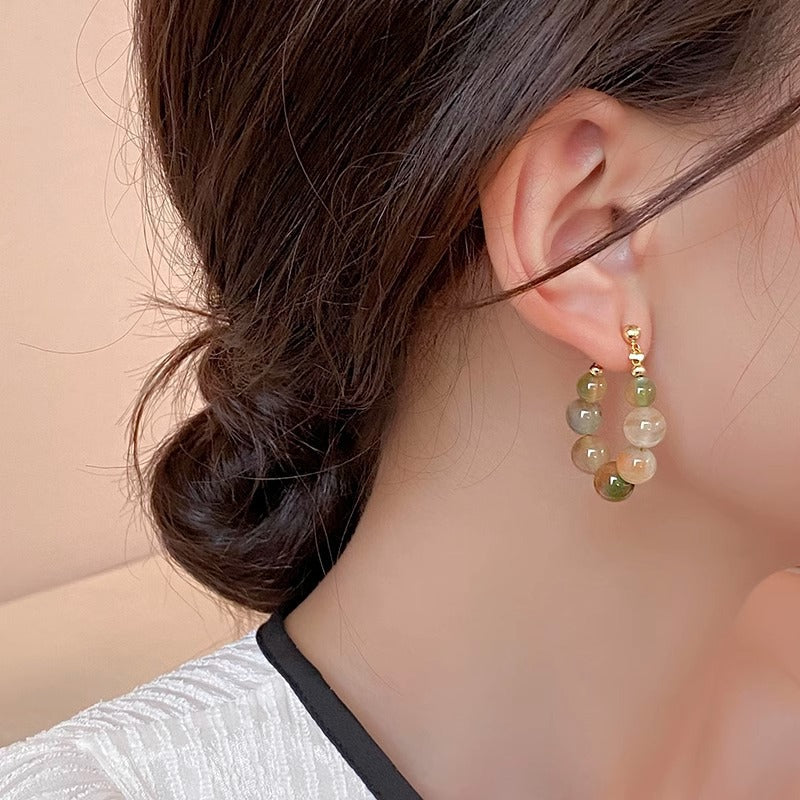 Elegant Stone Beaded Hoop Earrings Stornfield